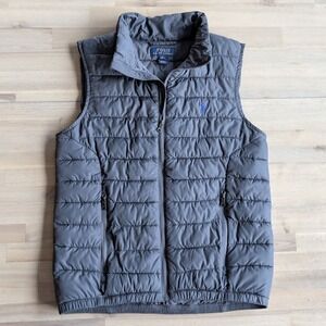 Polo Ralph Lauren Kids Gray Puffer Vest Zip Up Embroidered Pony Size M